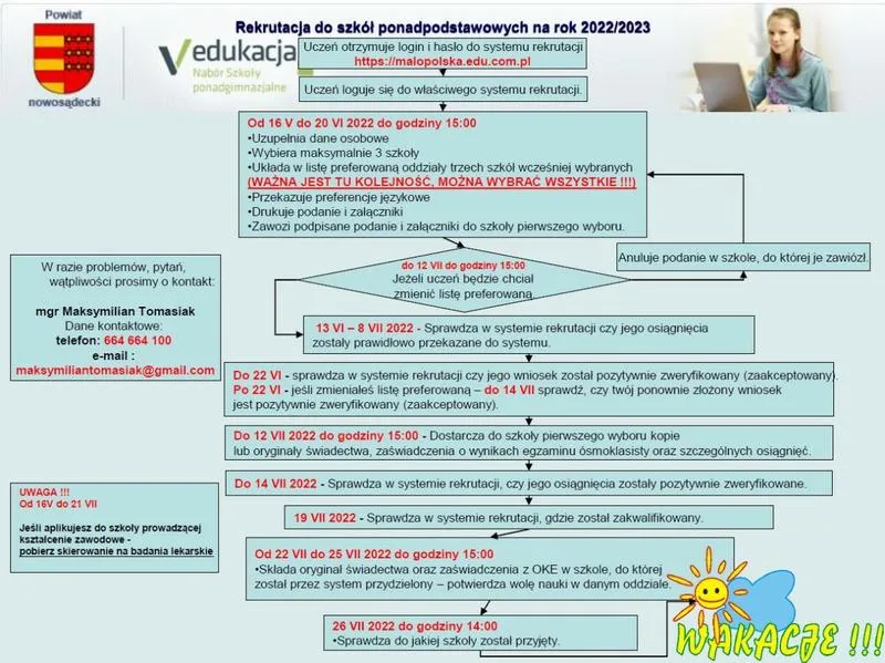 Terminy rekrutacji do szkoły średniej
